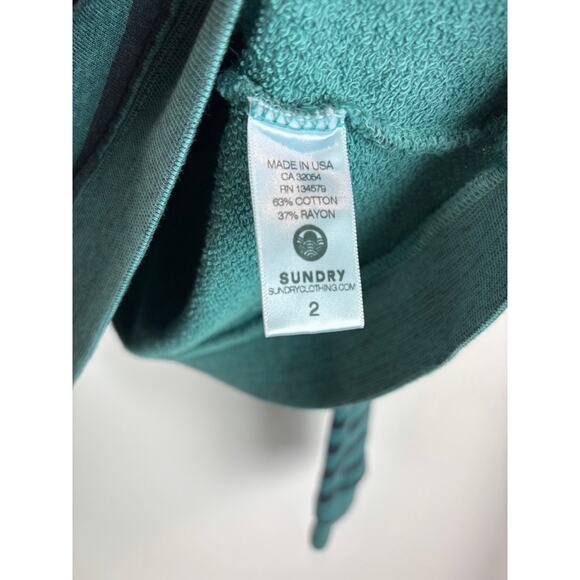 Sundry Slit Back Pullover Top – Striped French Terry Lined – Size 2 / M- Lounge - Picture 5 of 8